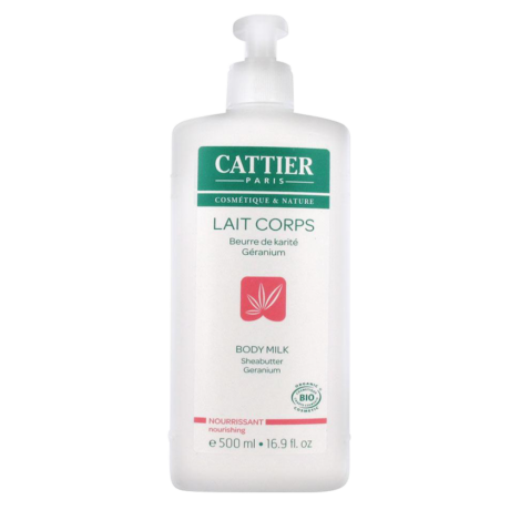 CATTIER - Lait nourrissant corps karité-géranium, 500 ml