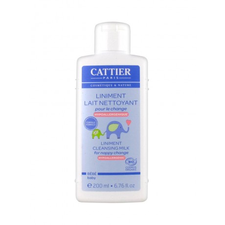 Cattier Bébé Liniment Lait Nettoyant pour le Change Hypoallergénique 200 ml