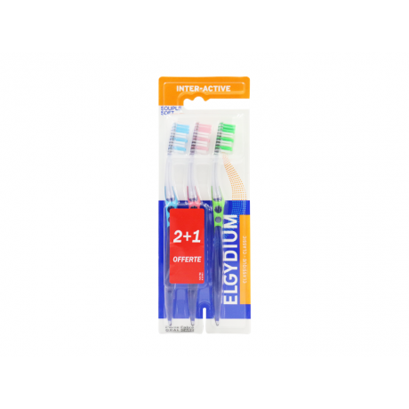 Elgydium brosse à dents inter-active souple - x2 + 1 OFFERTE