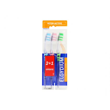 Elgydium brosse à dents inter-active medium- x2 + 1 OFFERTE