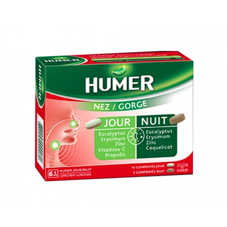 HUMER NEZ GORGE JOUR NUIT 10 COMPRIMES JOUR + 5 COMPRIMES NUIT