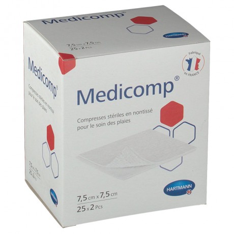 Médicomp® compresse stérile 7,5 cm x 7,5 cm 25 SACHETS /2