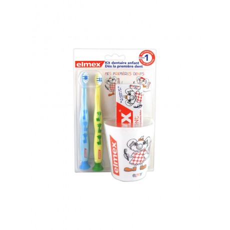 Elmex Kit Dentaire Enfant - Couleur : Bleu & Jaune