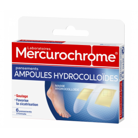 MERCUROCHROME PANSEMENTS AMPOULES HYDROCOLLOIDES 6 PANSEMENTS 2 FORMATS