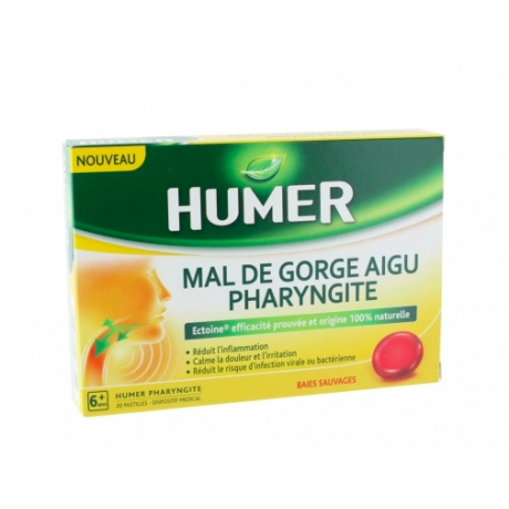 HUMER MAL DE GORGE AIGU PHARYNGITE 20 PASTILLES