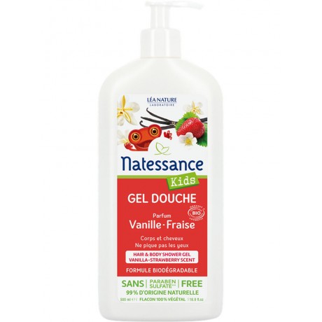 NATESSANCE KIDS BIO GEL DOUCHE VANILLE FRAISE 500ML