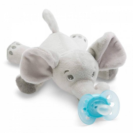 Philips Avent Peluche Attache Sucette + Sucette 0-6 mois Elephant