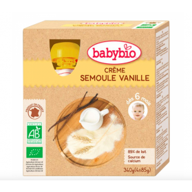 BABYBIO GOURDE CREME SEMOULE VANILLE BIO 4X85G DES 6 MOIS