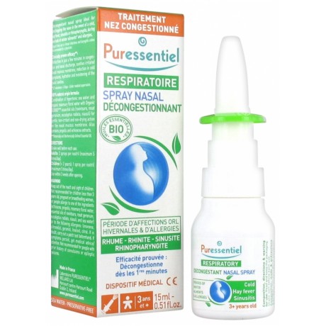 PURESSENTIEL RESPIRATOIRE SPRAY NASAL DÉCONGESTIONNANT BIO 15 ML