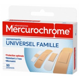 MERCUROCHROME UNIVERSEL FAMILLE 50 PANSEMENTS