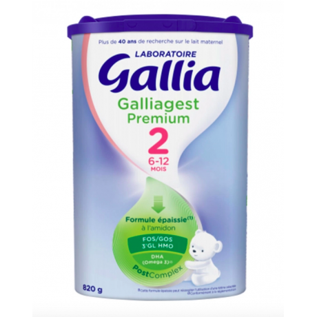 GALLIA GALLIAGEST PREMIUM 2 LAIT EN POUDRE FORMULE EPAISSIE 800G DE 6 A 12 MOIS