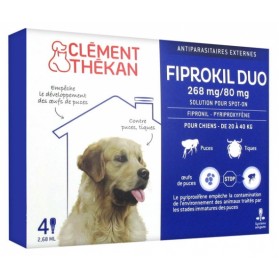 CLÉMENT THÉKAN FIPROKIL DUO 268 MG/80 MG CHIEN 4 PIPETTES