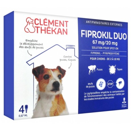 CLÉMENT THÉKAN FIPROKIL DUO 67 MG/20 MG CHIEN 4 PIPETTES