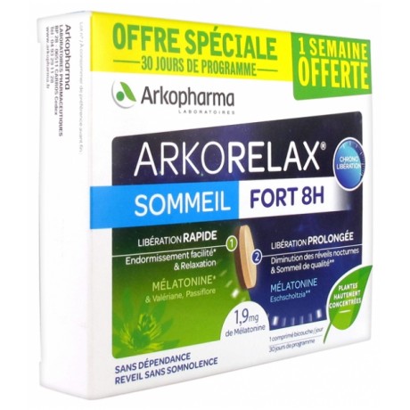 ARKOPHARMA ARKORELAX SOMMEIL FORT 8H 30 COMPRIMÉS OFFRE SPÉCIALE