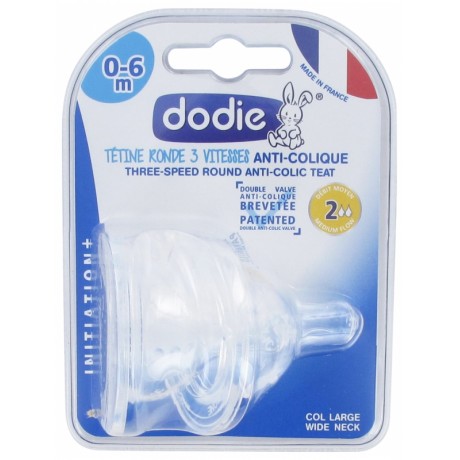 DODIE 2 TÉTINES RONDES 3 VITESSES ANTI-COLIQUE DÉBIT MOYEN 0-6 MOIS