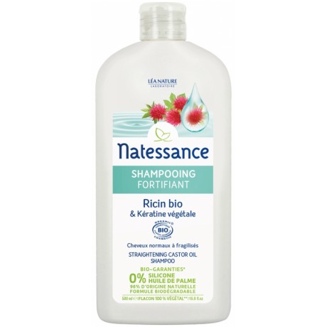 NATESSANCE SHAMPOOING FORTIFIANT RICIN BIO ET KÉRATINE VÉGÉTALE 500 ML