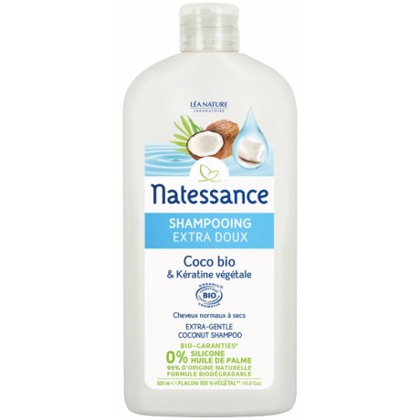 NATESSANCE SHAMPOOING EXTRA DOUX COCO BIO ET KÉRATINE VÉGÉTALE 500 ML