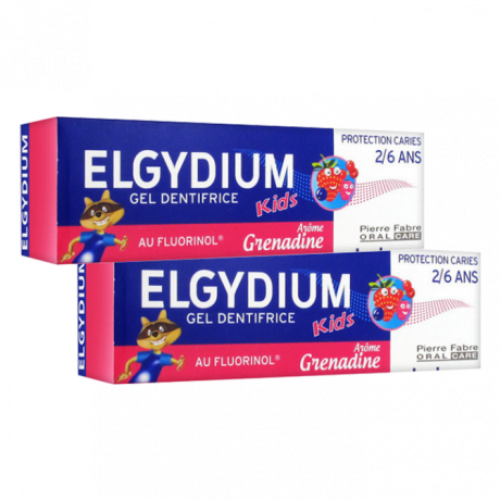 ELGYDIUM - Dentifrice Kids 2-6 ans Grenadine, 2x50ml