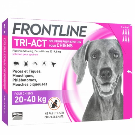 FRONTLINE - Tri-Act - Spot-on chiens 20 à 40kg, 6 pipettes de 4ml