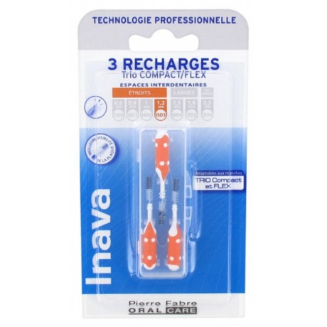 INAVA TRIO BROSSETTES 3 RECHARGES POUR TRIO COMPACT/FLEX - TAILLE : ISO3 1,2 MM ORANGE