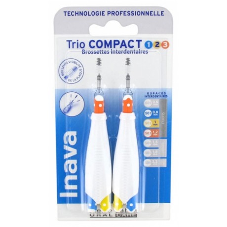 INAVA TRIO COMPACT 6 BROSSETTES INTERDENTAIRES - TAILLE : ISO1/2/3 0,8 À 1,2 MM