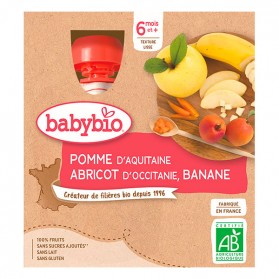 BABYBIO 4 gourdes pomme abricot banane dès 6 mois