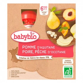 BABYBIO 4 gourdes pomme poire pêche dès 6 mois