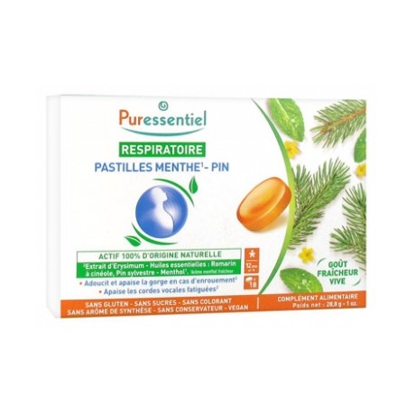 PURESSENTIEL RESPIRATOIRE PASTILLES MENTHE-PIN 18 PASTILLES