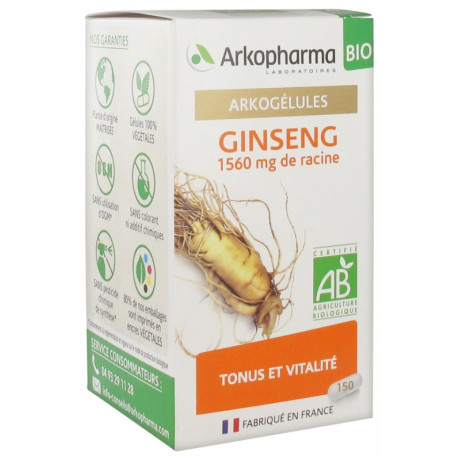 ARKOPHARMA ARKOGÉLULES GINSENG BIO 150 GÉLULES