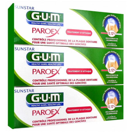 GUM PAROEX GEL DENTIFRICE LOT DE 3 X 75 ML