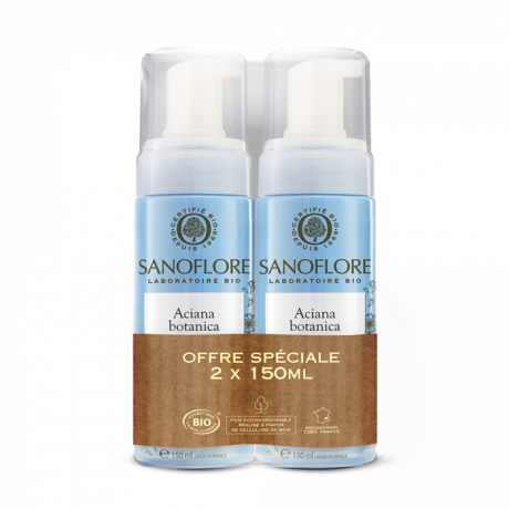 SANOFLORE ACIANA BOTANICA MOUSSE NETTOYANTE VISAGE ET YEUX BIO 2X150ML