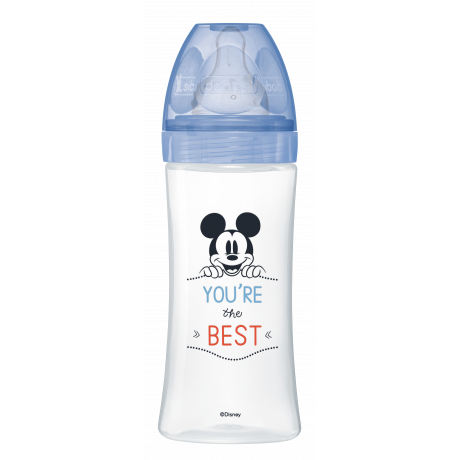 DODIE BIBERON INITIATION+ DEBIT 3 MICKEY & MINNIE 6 MOIS ET PLUS 330ML - BLEU MICKEY