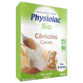 PHYSIOLAC BIO CÉRÉALES CACAO DÈS 6 MOIS 200 G