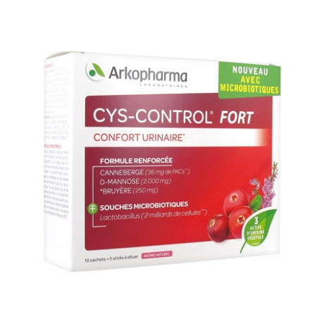 Arkopharma Cys-Control Fort 10 Sachets + 5 Sticks à Diluer