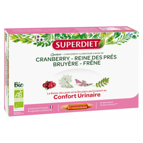 Super Diet Quatuor Reine des Prés Confort Urinaire Bio 20 Ampoules