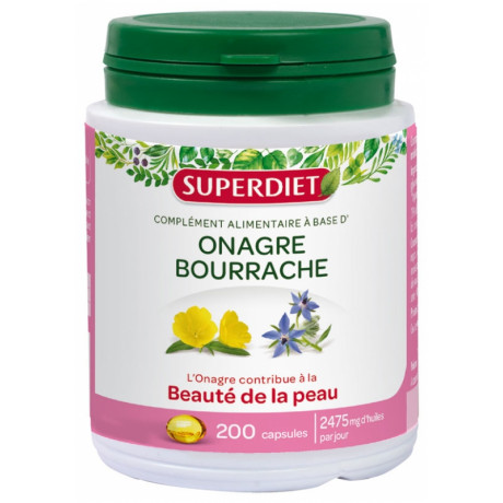 Super Diet Huile d'Onagre - Bourrache 200 Capsules