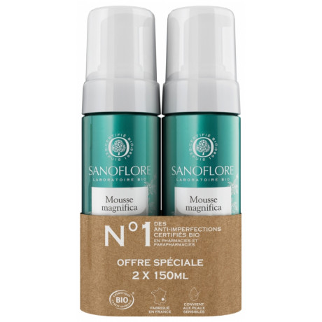 Sanoflore Mousse Magnifica Nettoyante Anti-Imperfections Bio Lot de 2 x 150 ml