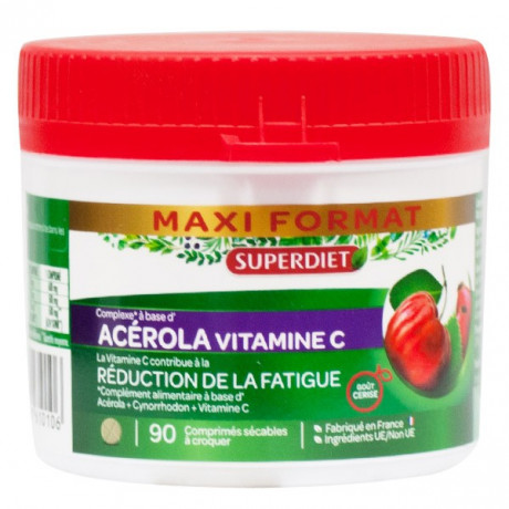 Superdiet Maxi Pot Acérola Vitamine C 90 comprimés sécables à croquer