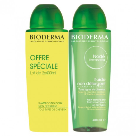 Bioderma Nodé Shampoing Fluide Non Détergent Lot de 2 x 400 ml