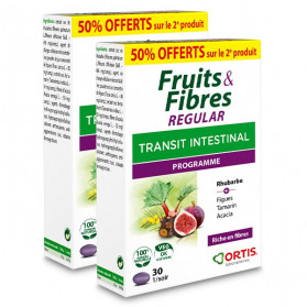 Ortis Fruits & Fibres Regular Transit Intestinal Lot de 2 x 30 comprimés