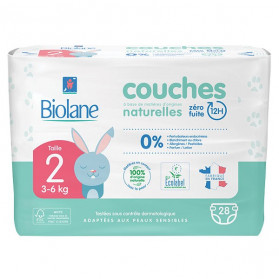 Biolane Couches Naturelles T2 (3-6 kg) 28 Couches