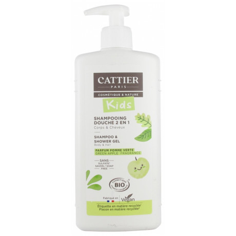 Cattier Kids Shampoing Douche 2en1 Parfum Pomme Verte Bio 500 ml