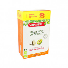 Superdiet Radis noir Artichaut bio boîte de 30 ampoules de 15 ml offre spéciale +50% offert