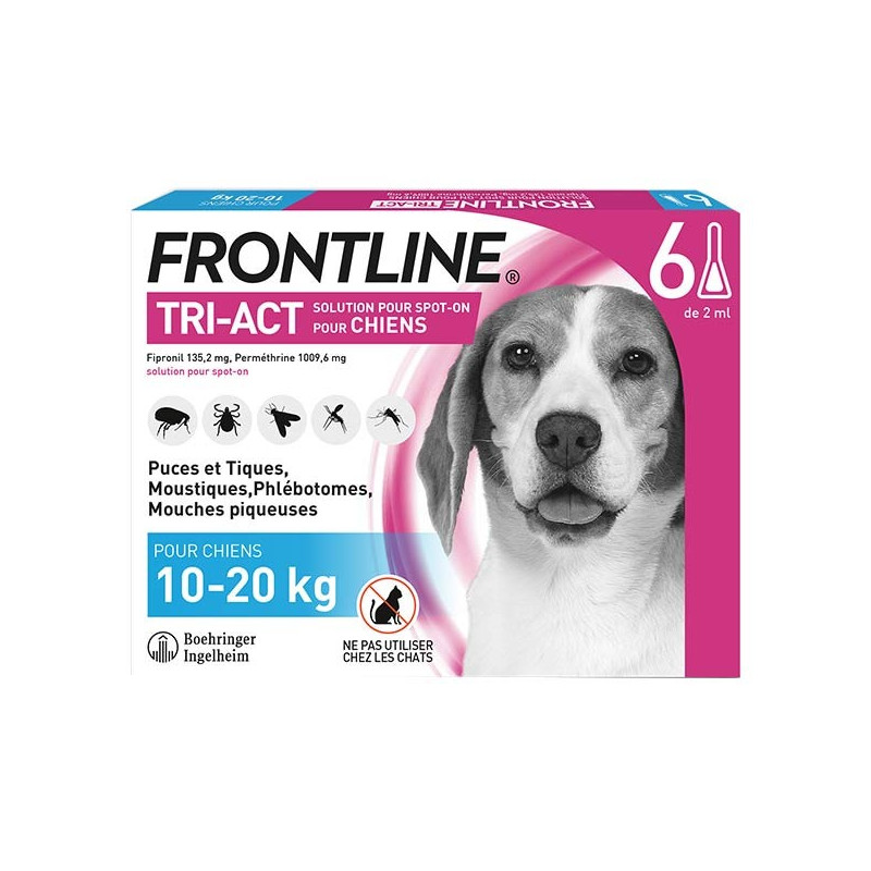 FRONTLINE - Tri-Act - Spot-on chiens 10 à 20kg, 6 pipettes de 4ml