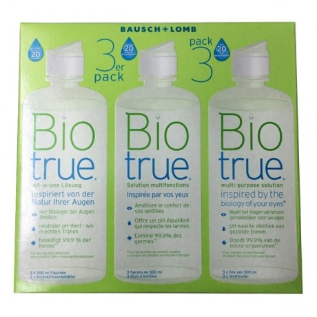 Biotrue solution nettoyante lentilles pack 3x300 ml